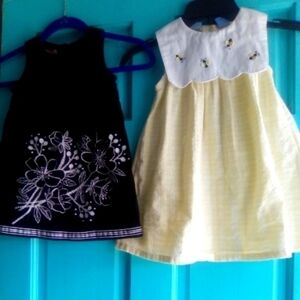 OLD Navy black toddler dress and baby crew yellow gingham dress. Both size 2T